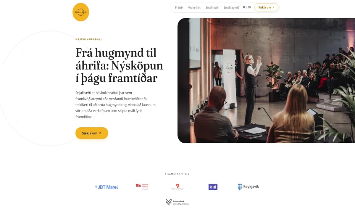 Landing page of snjallraedi.is