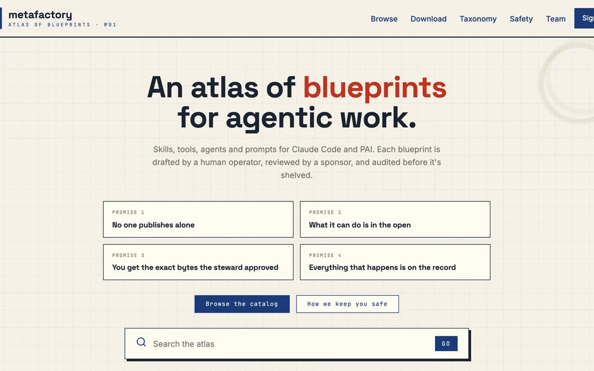 The the·metafactory landing page